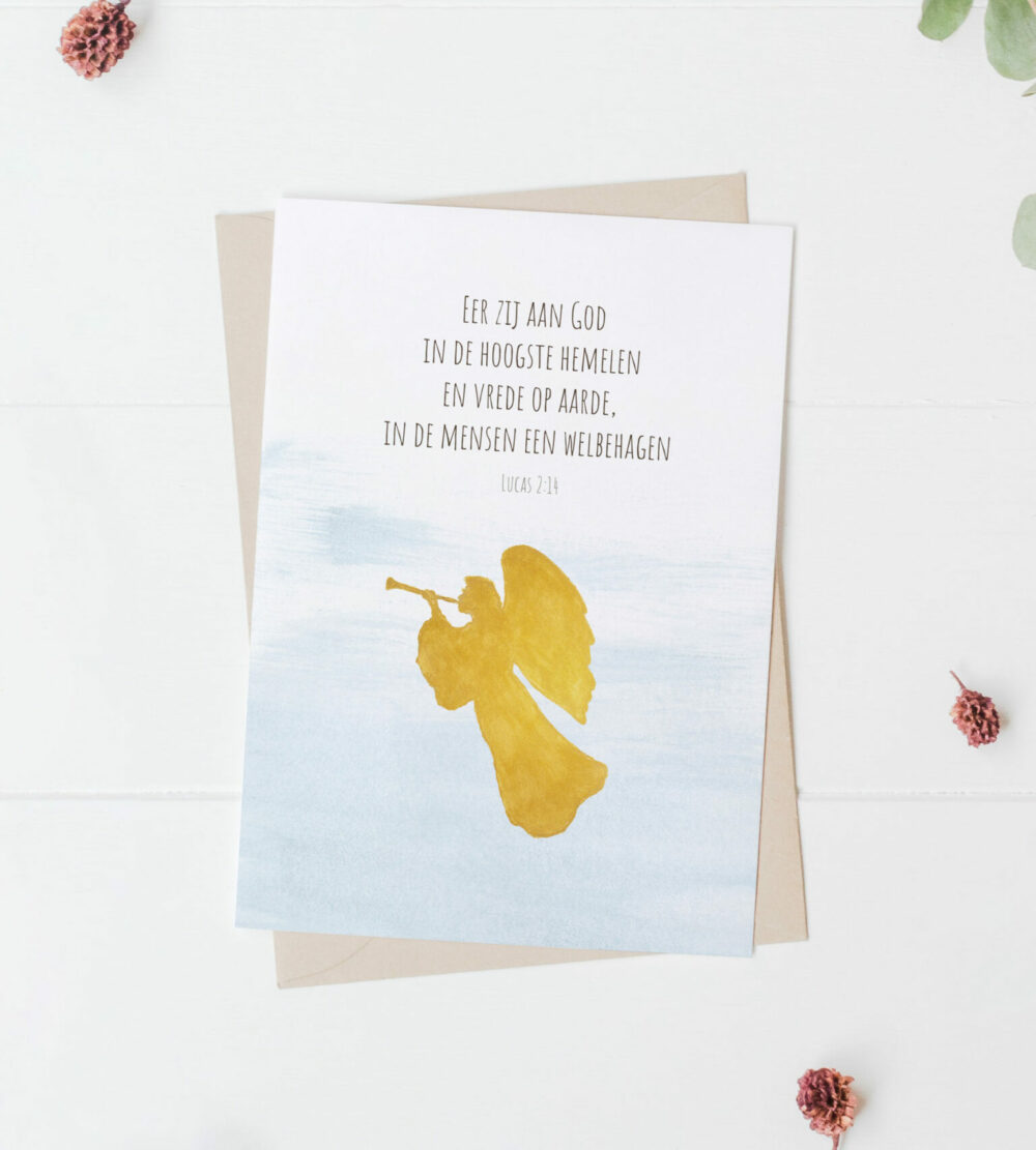 Kerstkaart Lucas 2:14